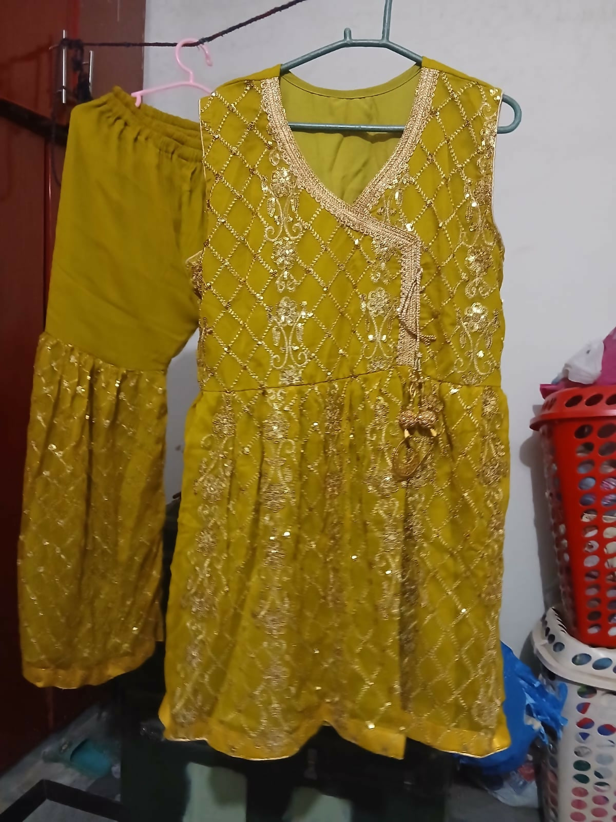 Mehndi Party Wear | Women Locally Made Formals | Ghararas, Shararas & Lehngas | Yellow | Medium | Worn Once