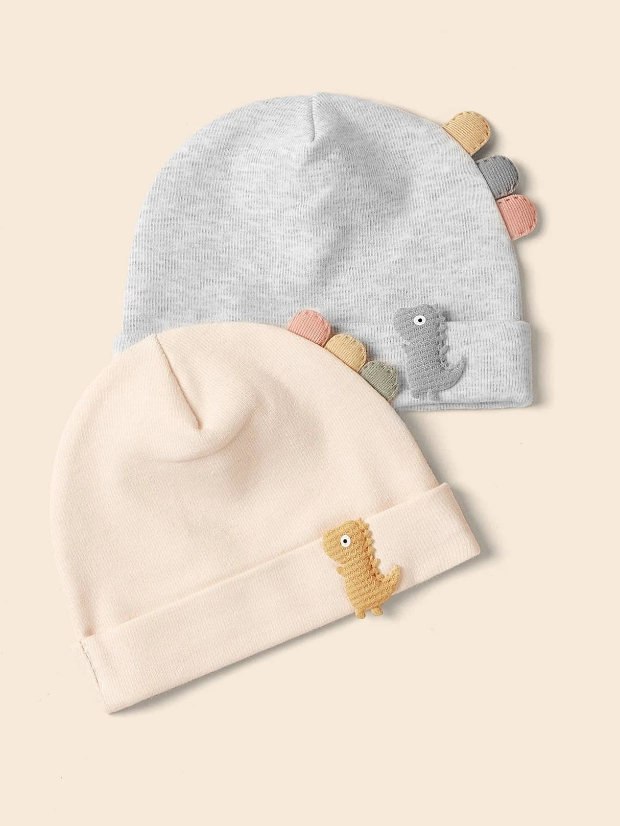 Buy SHEIN 2pcs Baby Cartoon Dinosaur Patched Beanie in Pakistan