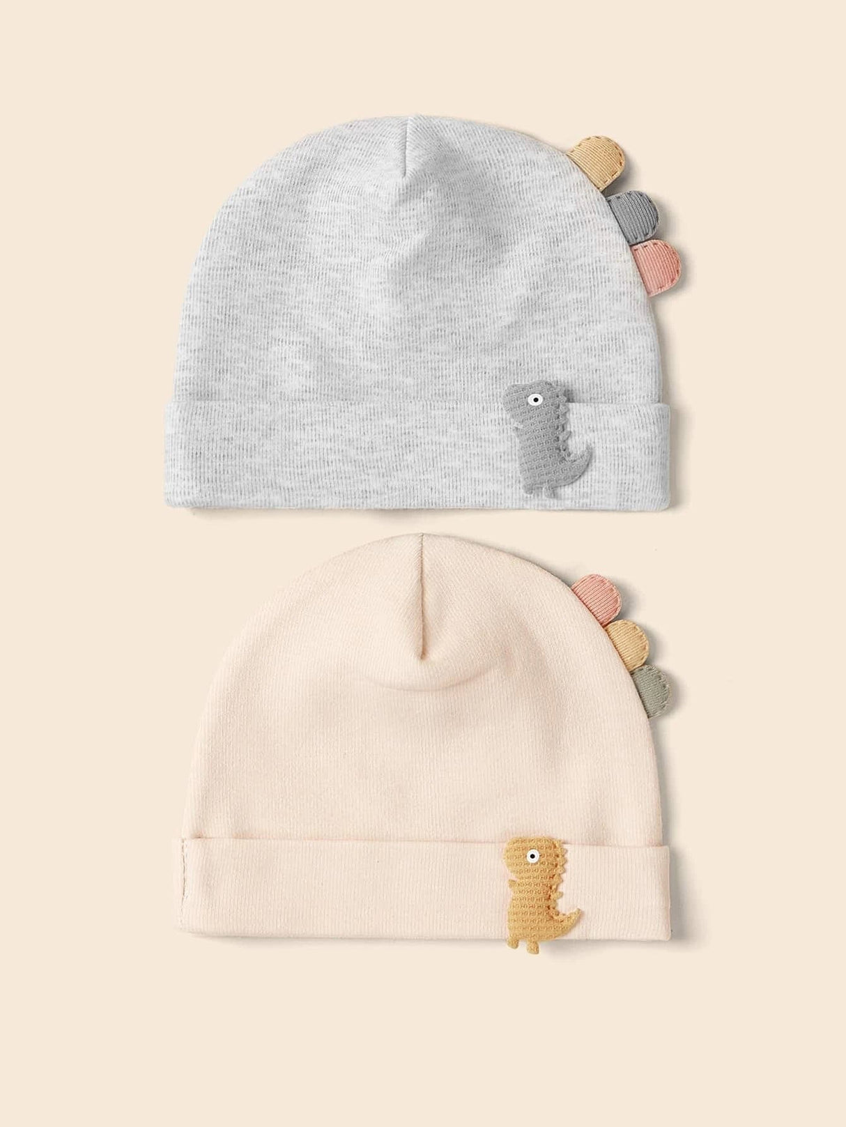 Buy SHEIN 2pcs Baby Cartoon Dinosaur Patched Beanie in Pakistan