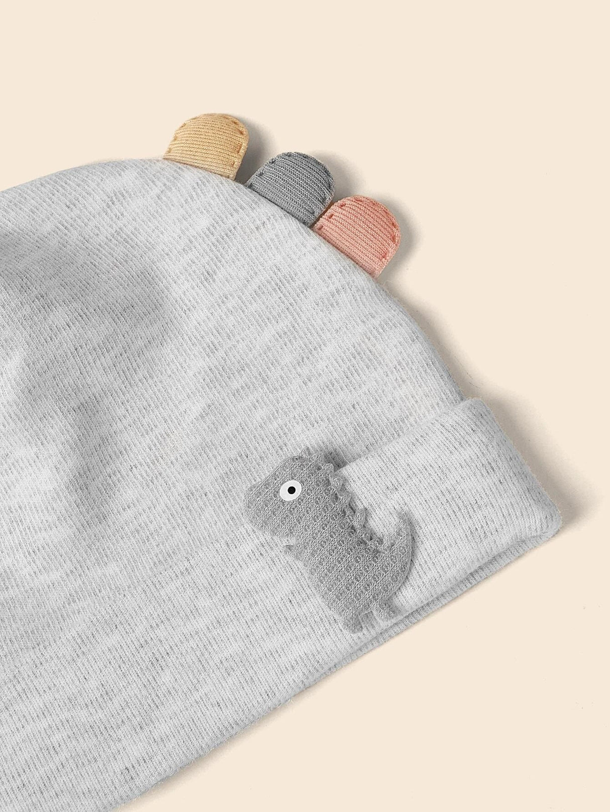 Buy SHEIN 2pcs Baby Cartoon Dinosaur Patched Beanie in Pakistan