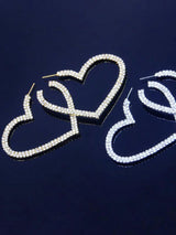 Buy SHEIN 2pcs Copper Material Luxury Heart Shaped Earrings For Valentine's Day in Pakistan