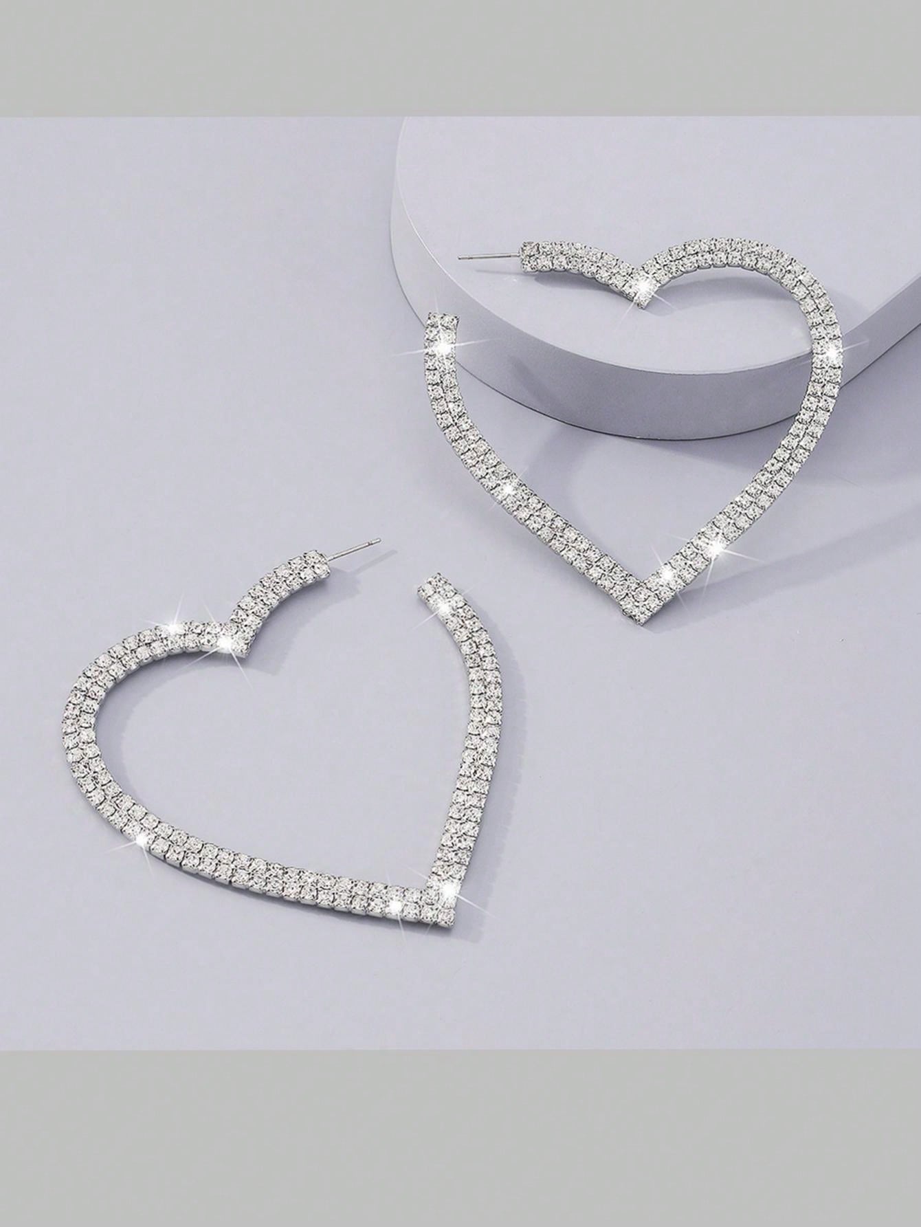 Buy SHEIN 2pcs Copper Material Luxury Heart Shaped Earrings For Valentine's Day in Pakistan