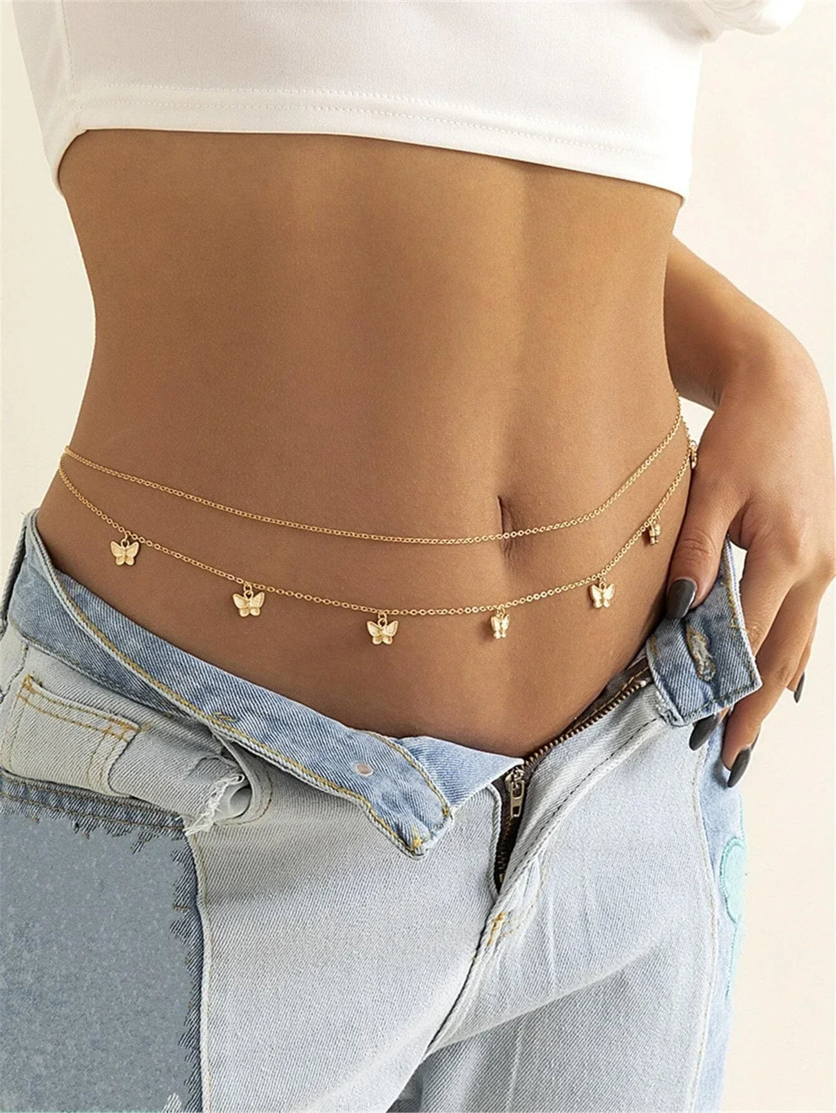 Buy SHEIN 2pcs/set Butterfly Charm Waist Chain in Pakistan