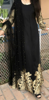 Black Silk Net Maxi | Women Frocks & Maxis | Small | Preloved