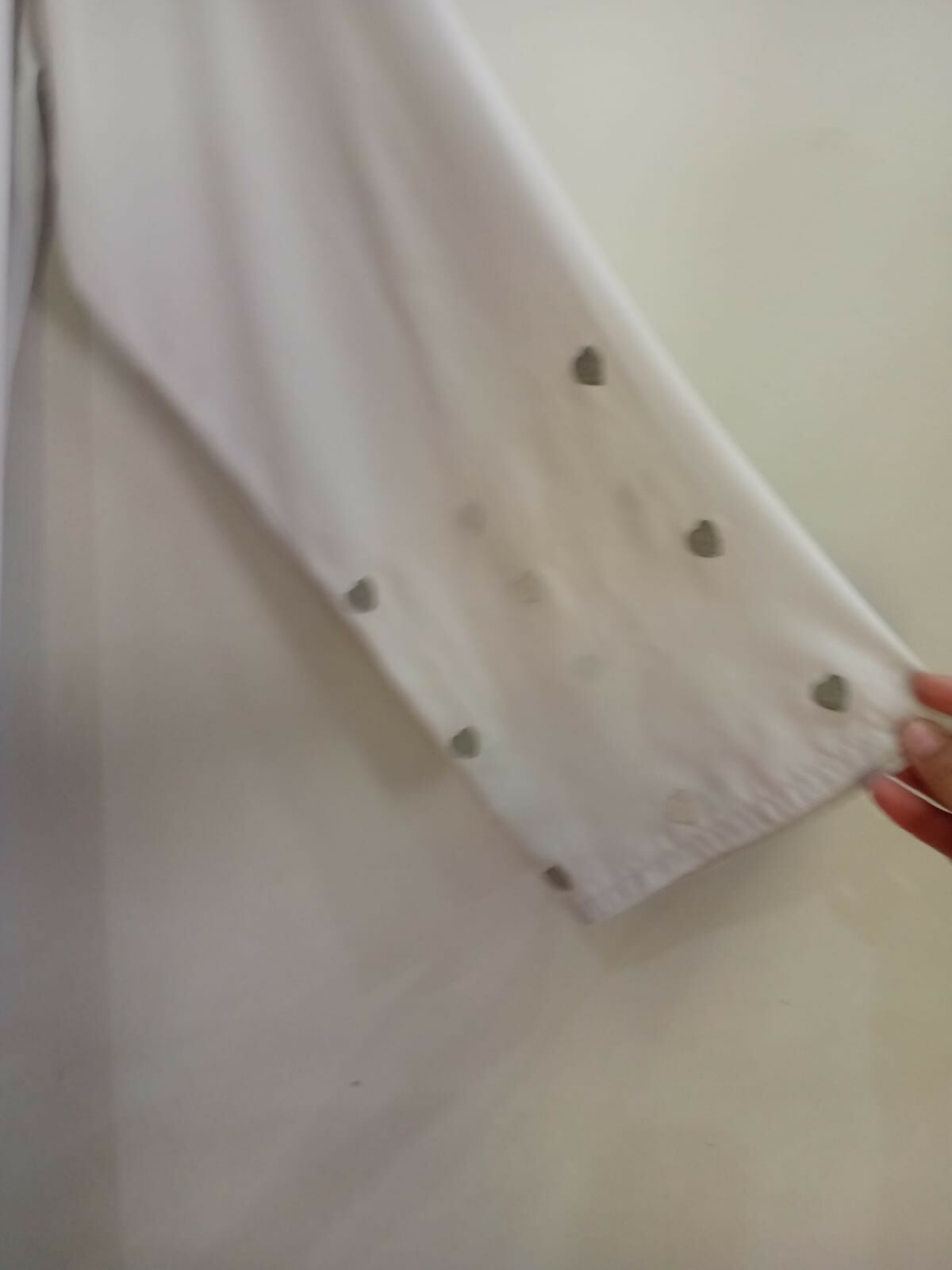 Pearl-Grey Heart Embroided Sleeves Front Open Abaya| Women Accessories | Large | Brand New