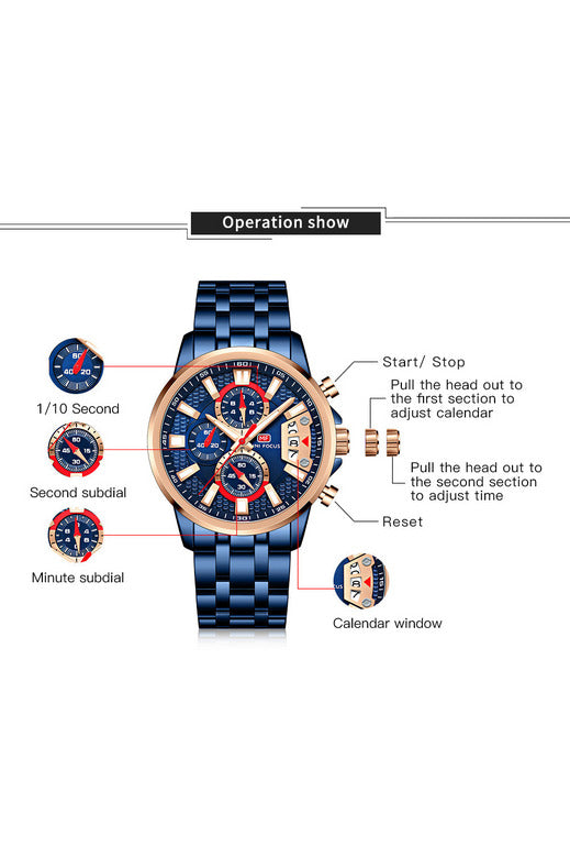 Buy Mini Focus Blue Stainless Steel Blue Dial Quartz Watch for Gents- MF0352G-03 in Pakistan