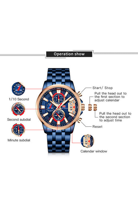 Buy Mini Focus Blue Stainless Steel Blue Dial Quartz Watch for Gents- MF0352G-03 in Pakistan