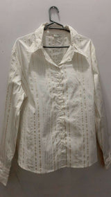White and Golden Stylish Western Top | Women Tops & Shirts | Large | Preloved