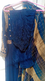 Embroidered Anarkali Frock | Women Frocks & Maxis | Medium | Navy Blue | Preloved