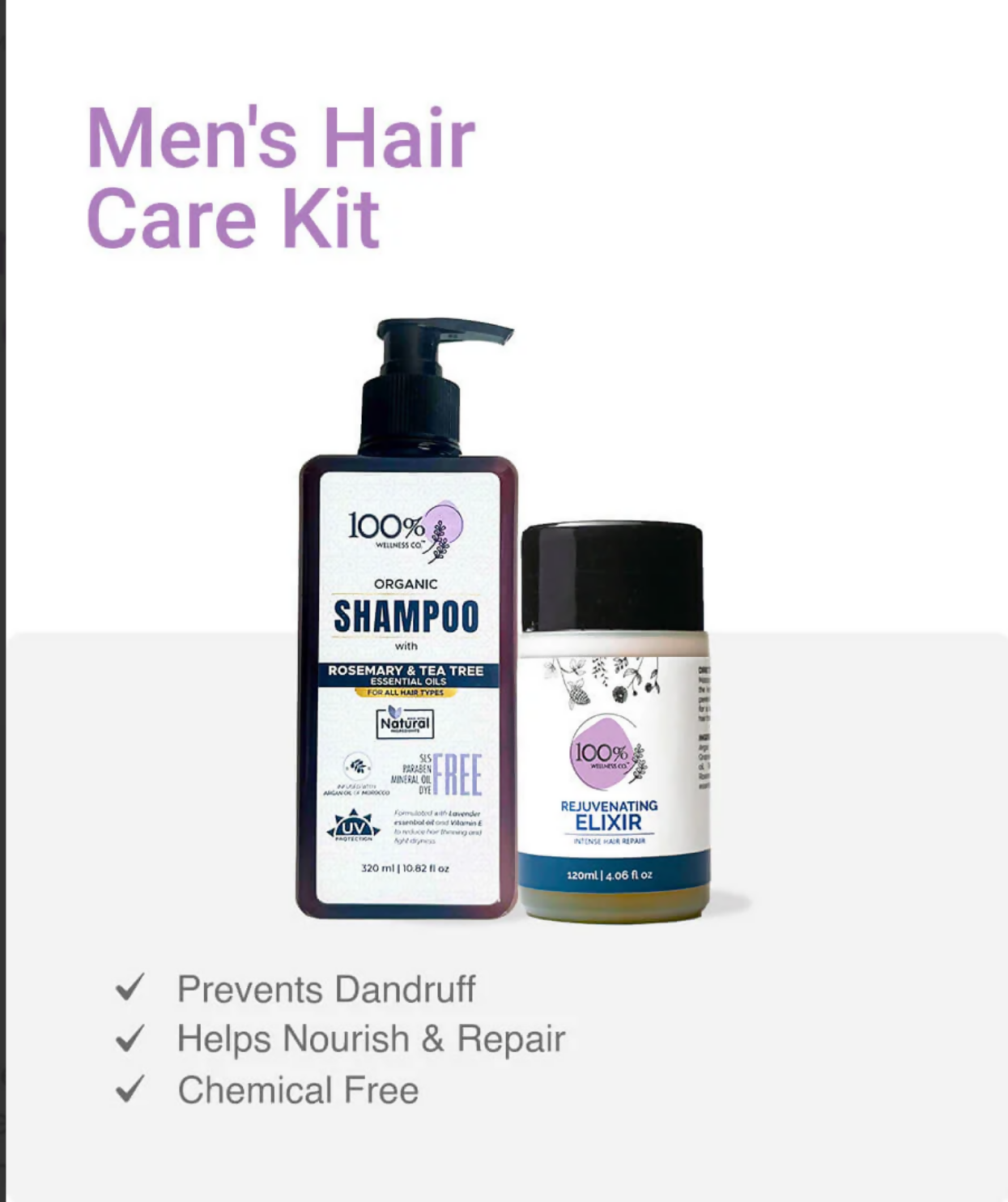 100% Wellness | Men's Hair Care Kit | Men Accessories | Brand New