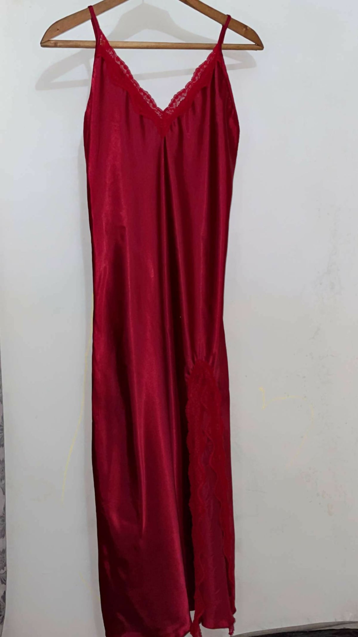 Cherry Red Silk Long Maxi | Women Frocks & Maxis | Small | Preloved