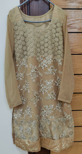 Golden fancy 2 PC Suit | Women Locally Made Formals | Medium | Worn Once