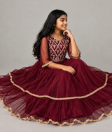 Maroon Maxi | Kids | Girls Skirts & Dresses | 7 to 10 Years | Medium | Worn Once
