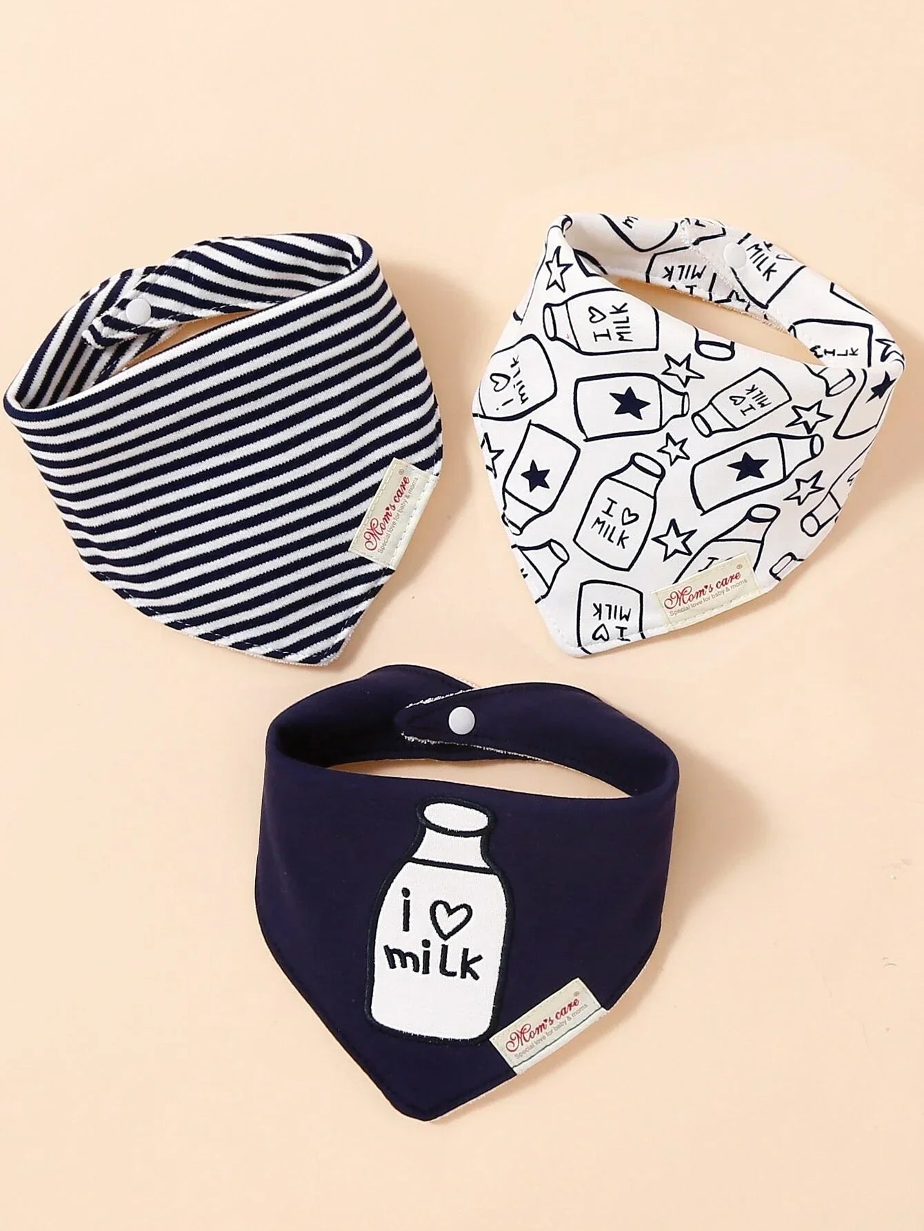 Buy SHEIN 3pcs Baby Milk Bottle Pattern Bandana Bib in Pakistan