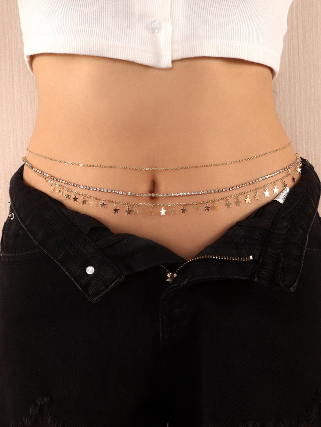 Buy SHEIN 3pcs Random Rhinestone Decor Waist Chain in Pakistan