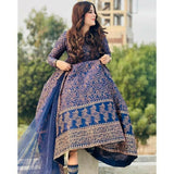 Blue Katan Silk Maxi | Women Frocks & Maxis | Medium | New