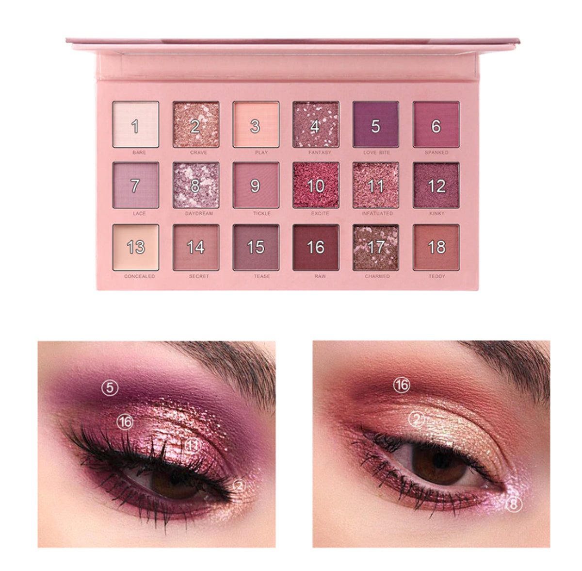 Buy Miss Rose Matte Shimmer Pigmented Waterproof 18 Colors Eye shadow Palette in Pakistan