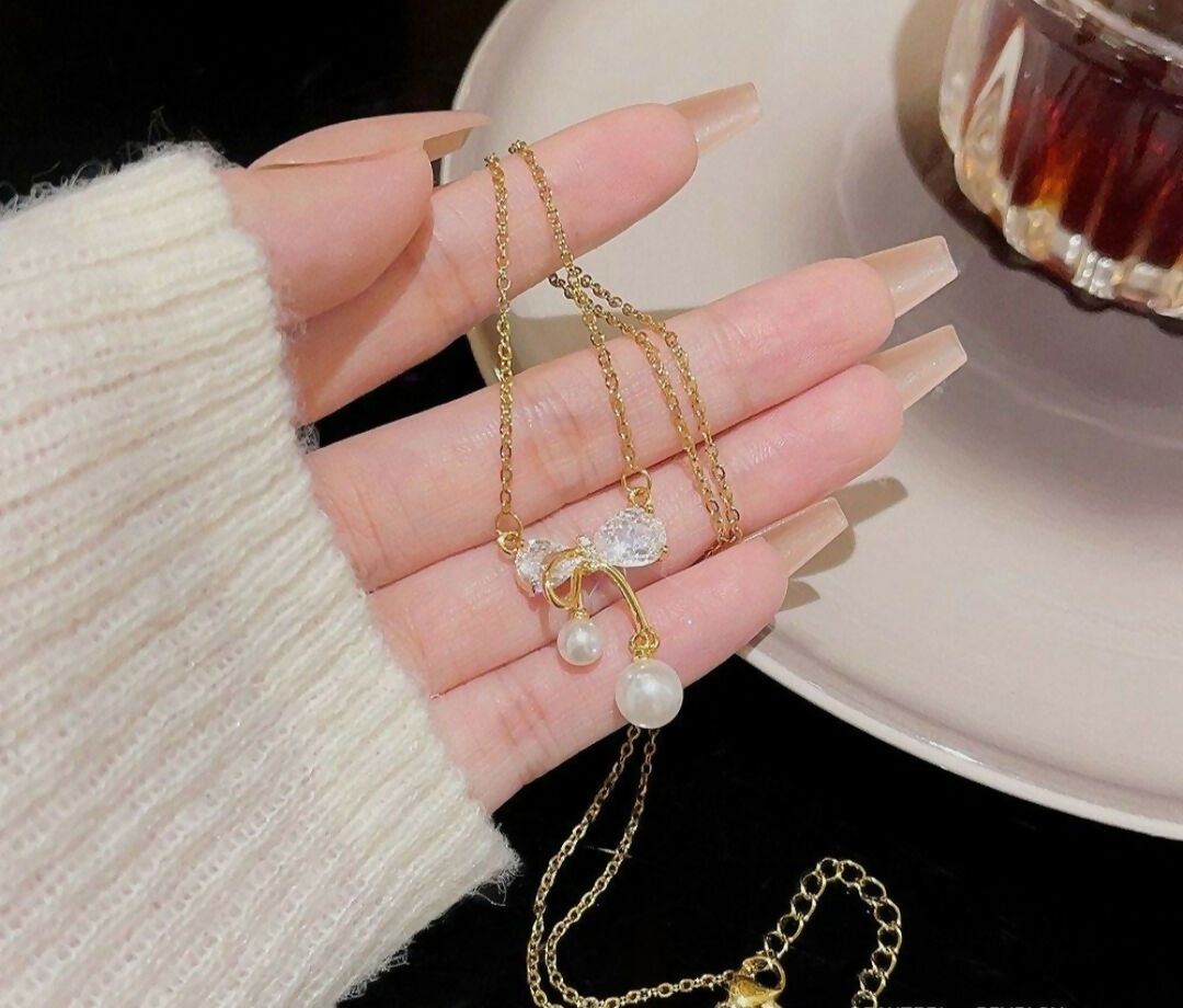 Bow/Pearl Necklace-00311 | Women Jewelry | Necklaces & Pendants | Brand New