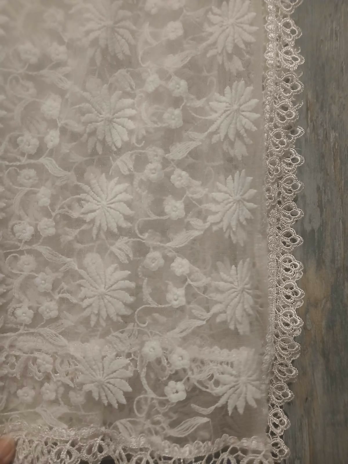 White Net Dupatta With Lace | Women Accessories | Duppata | Medium | Worn Once