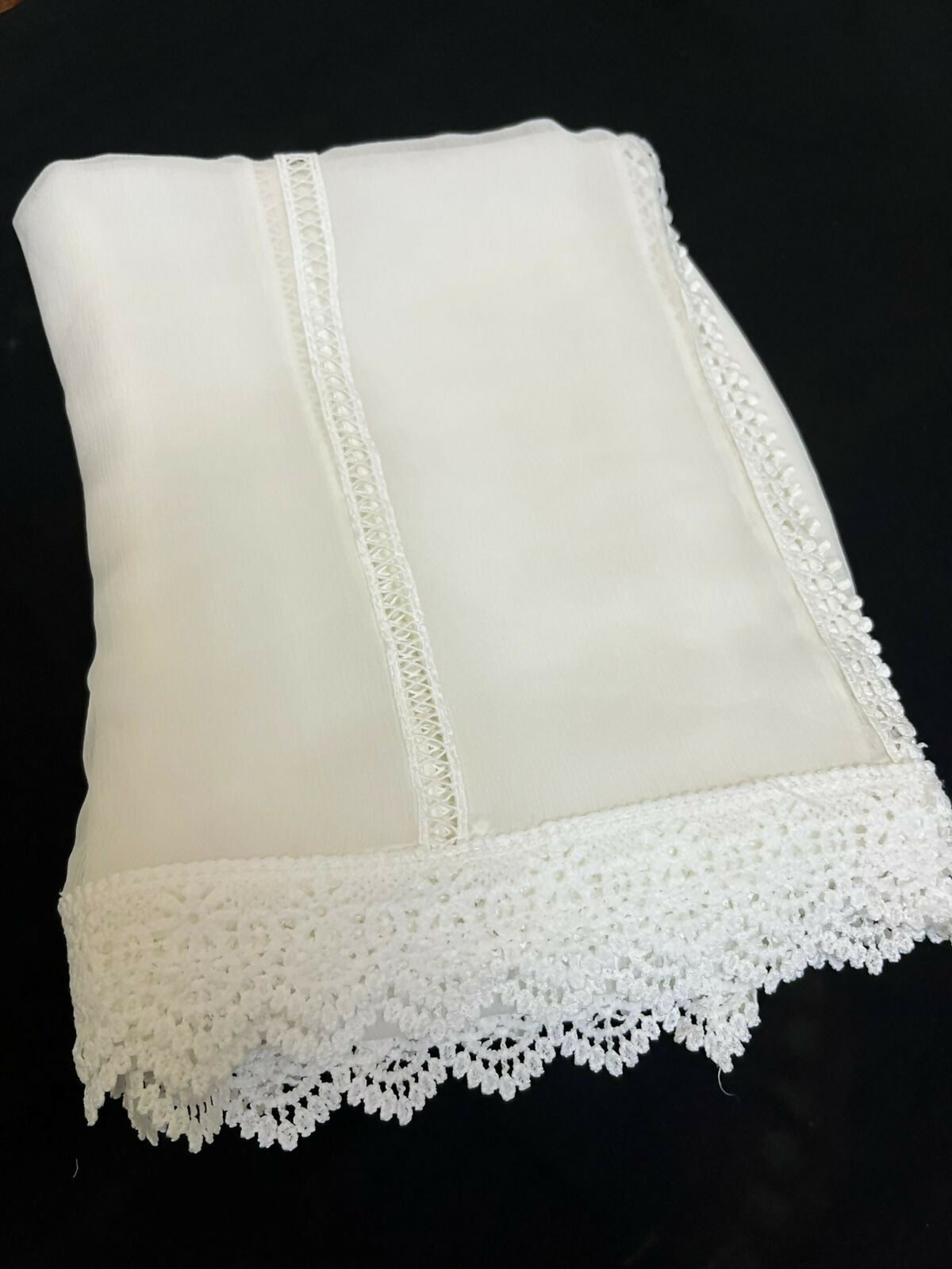 Dyeable Chiffon Lace Dupatta | Women Accessories | Duppata | Large | Brand New