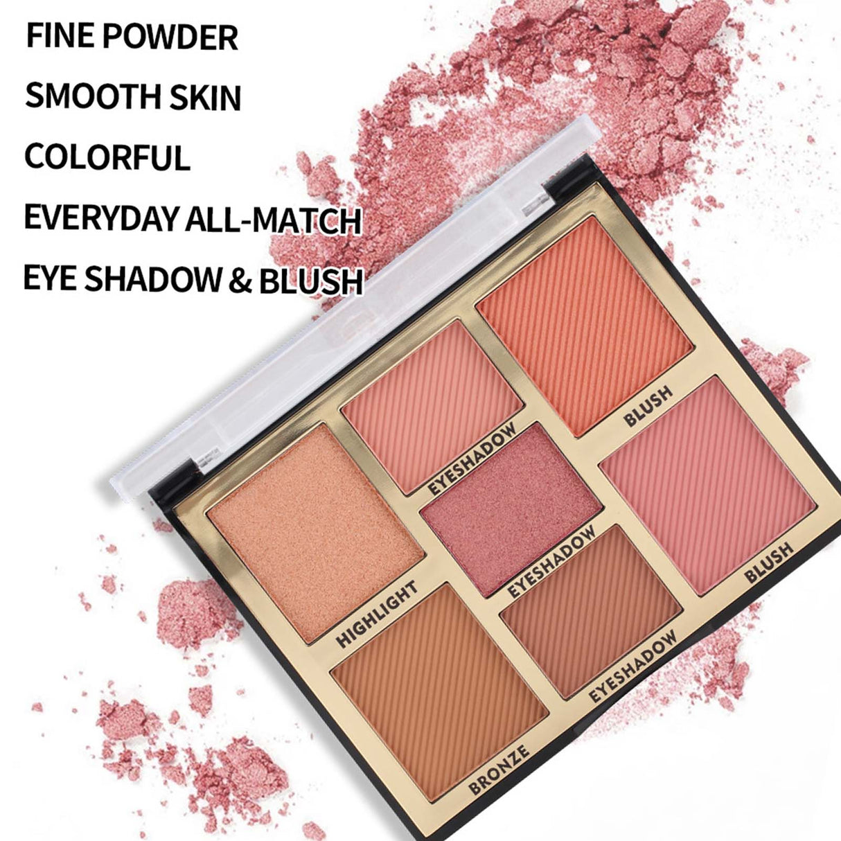 Buy Miss Rose 7 Colors Blush Bright Shimmer Powder Professional Facial Highlight Palette  - Natural Nude in Pakistan