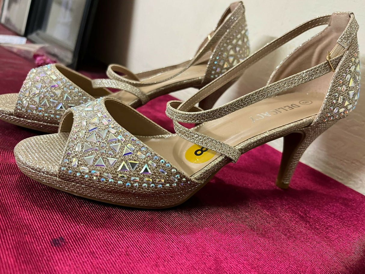 Delicacy(USA) | Fancy Gold Heels | Women Shoes | Size: 8 | New
