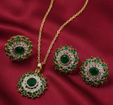 Round Stone Flower Pendant Set-00268 | Women Jewelry | Necklaces & Pendants | Brand New