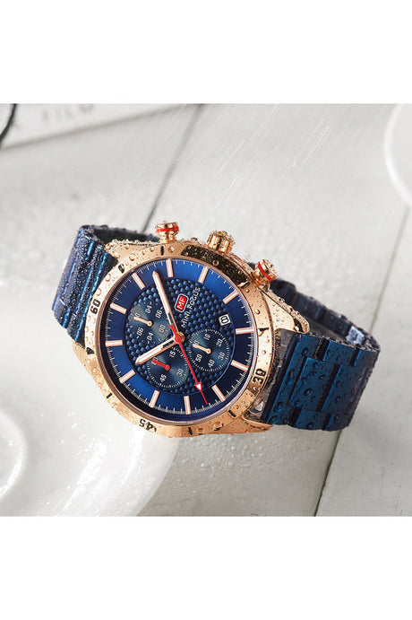 Buy Mini Focus Blue Stainless Steel Blue 44 mm Dial Quartz Gents Chronograph Watch- MF0283G-02 in Pakistan