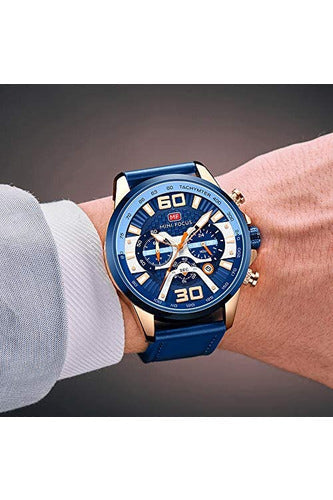 Buy Mini Focus  Blue Leather Blue Dial Quartz Watch for Gents- MF0336G-07 in Pakistan