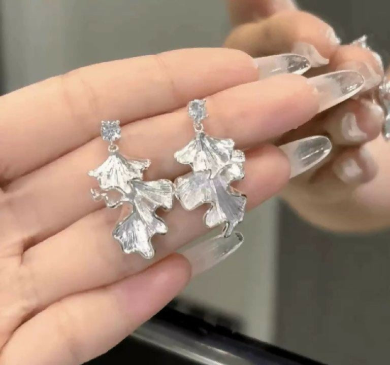 Double Leaf Drop Earrings-00688 | Women Jewelry | Earrings | Brand New