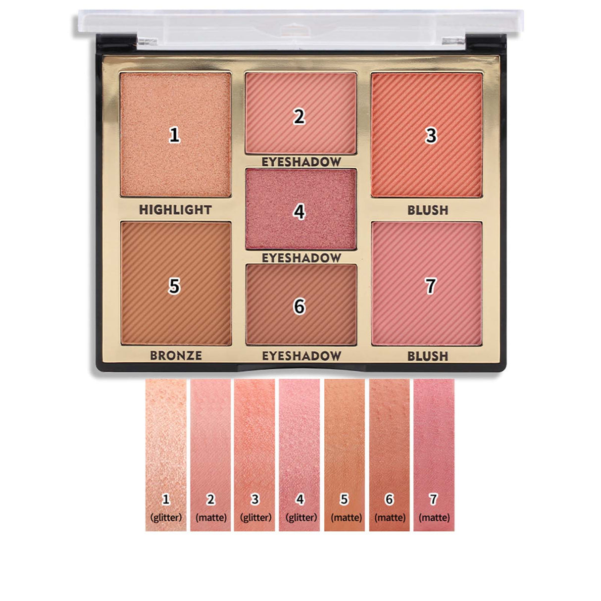 Buy Miss Rose 7 Colors Blush Bright Shimmer Powder Professional Facial Highlight Palette  - Natural Nude in Pakistan