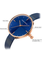 Buy Mini Focus Blue Stainless Steel Mesh Blue Dial Quartz Watch for Ladies- MF0275L-04 in Pakistan