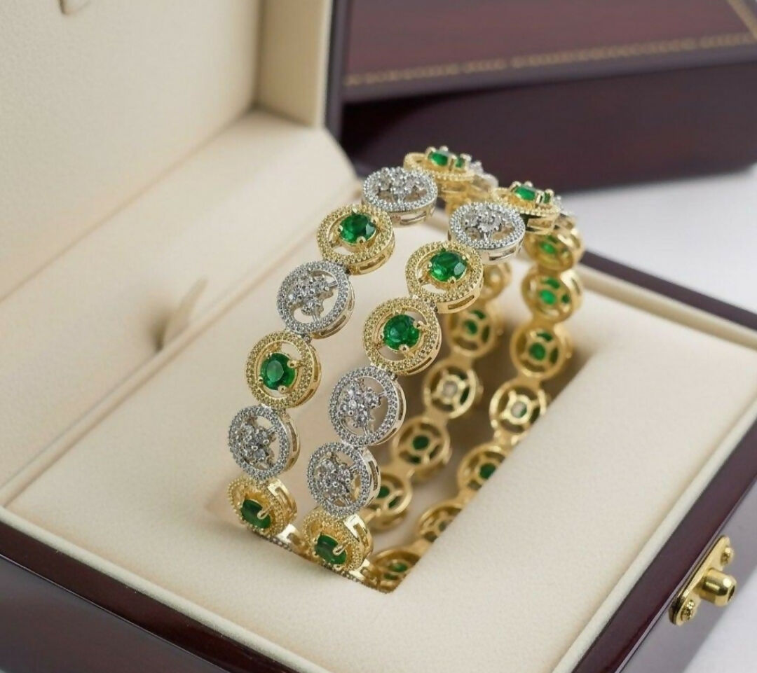 Round Stone Flower Bangle Set-00001 | Women Jewelry | Bangles/Bracelets | Brand New