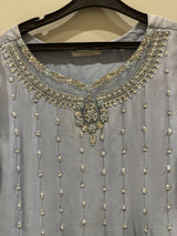 Khoshgel | Peshwas | Women Frocks & Maxis | Medium | Ice Blue | Worn Once