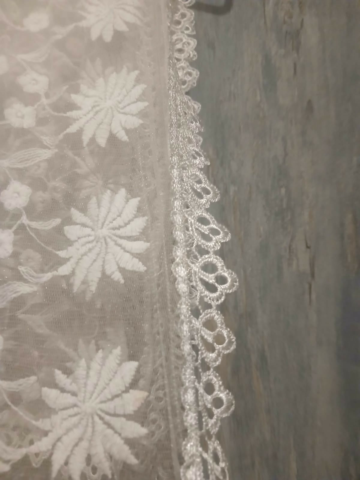 White Net Dupatta With Lace | Women Accessories | Duppata | Medium | Worn Once