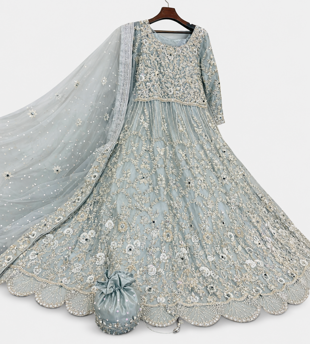 Grey Silver Maxi | Women Bridals | Medium | Worn Once