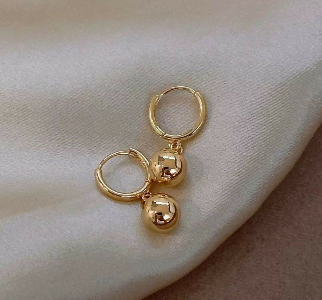 Round Ball Drop Hoops-00449 | Women Jewelry | Earrings | Brand New