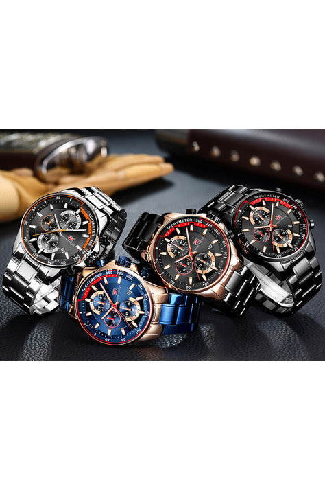 Buy Mini Focus Black Stainless Steel Black 46 mm Dial Quartz Gents Chronograph Watch- MF0218G-02 in Pakistan