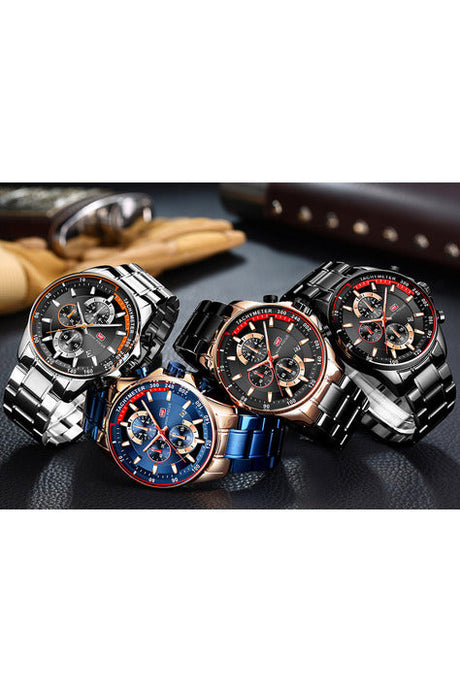 Buy Mini Focus Black Stainless Steel Black 46 mm Dial Quartz Gents Chronograph Watch- MF0218G-02 in Pakistan