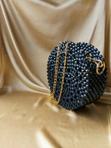 Round Crystal Beaded Bag | Black | Brand New | Pearls Bag
