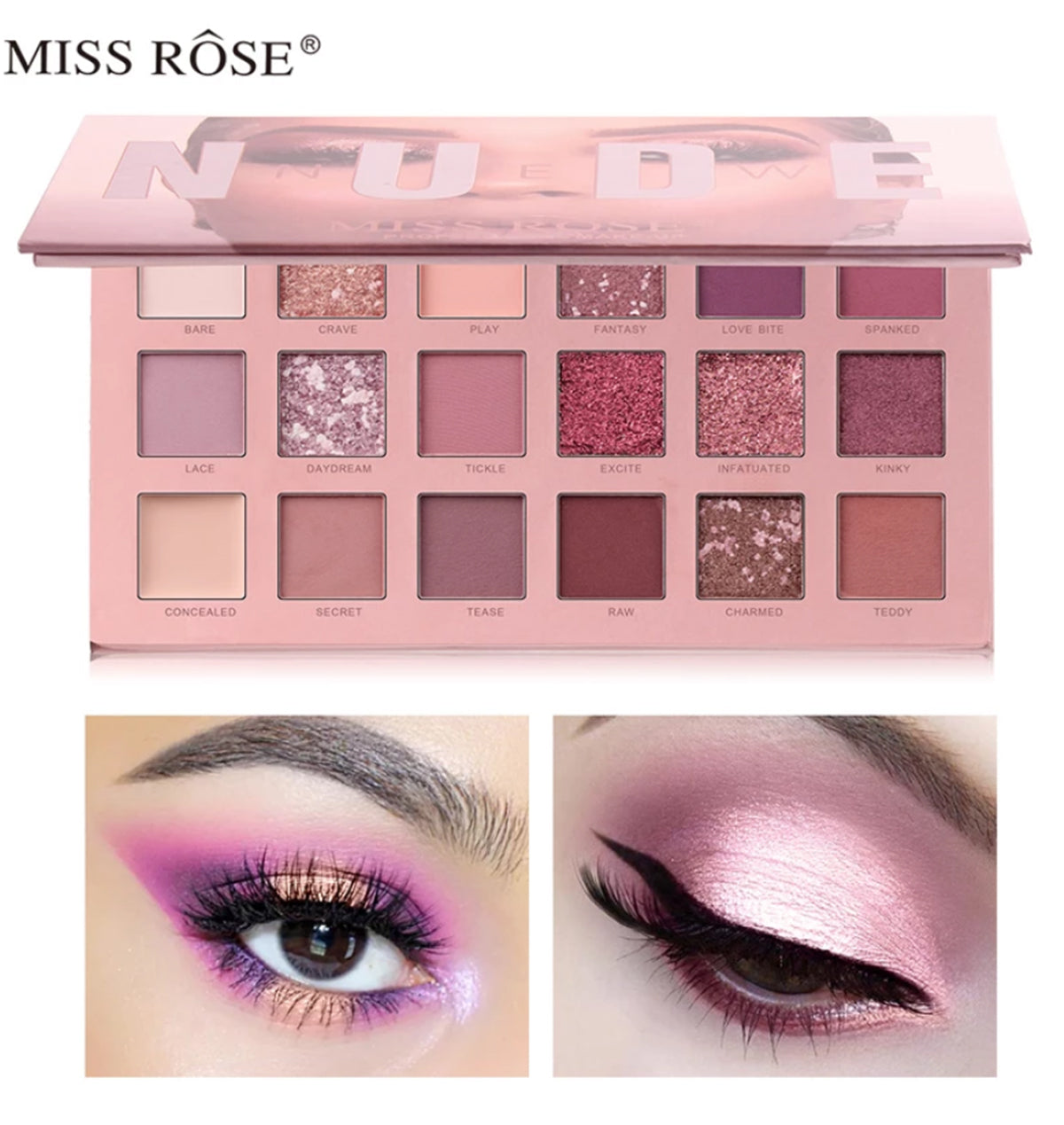 Buy Miss Rose Matte Shimmer Pigmented Waterproof 18 Colors Eye shadow Palette in Pakistan