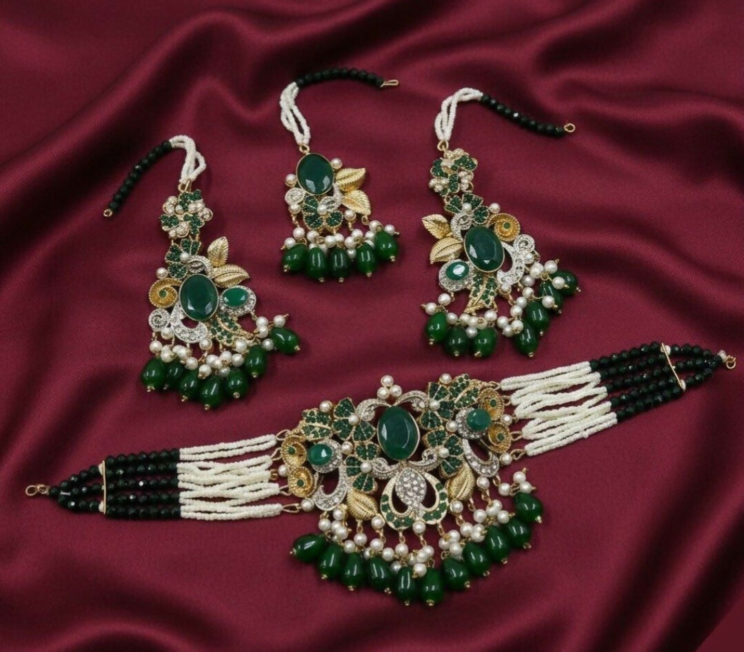 Oval/Flower Pearl Drop Choker Set-00261 | Women Jewelry | Wedding Jewelry & Sets | Brand New