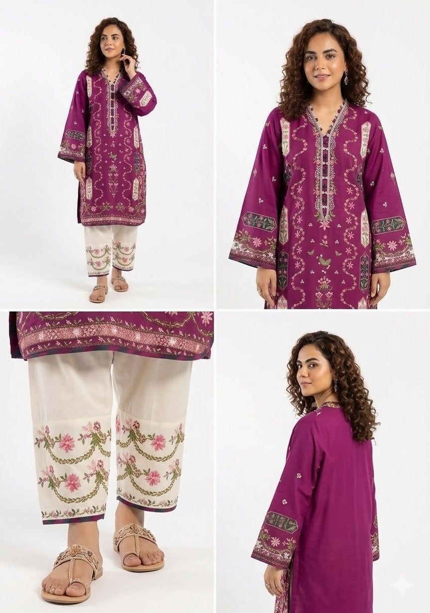 Ethnc | Women Branded Kurta | Purple Kurta | Medium | New