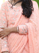 Beautiful Blossom Saree | Women Formals | Peach | Medium | Worn Once