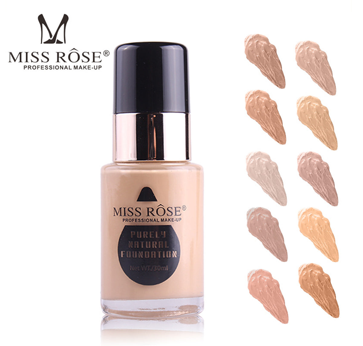 Buy Miss Rose Pack Of 2 Waterproof Moisturizing Oil Free Full Coverage Deep Whitener Liquid Foundation 30ml & Concealer in Pakistan