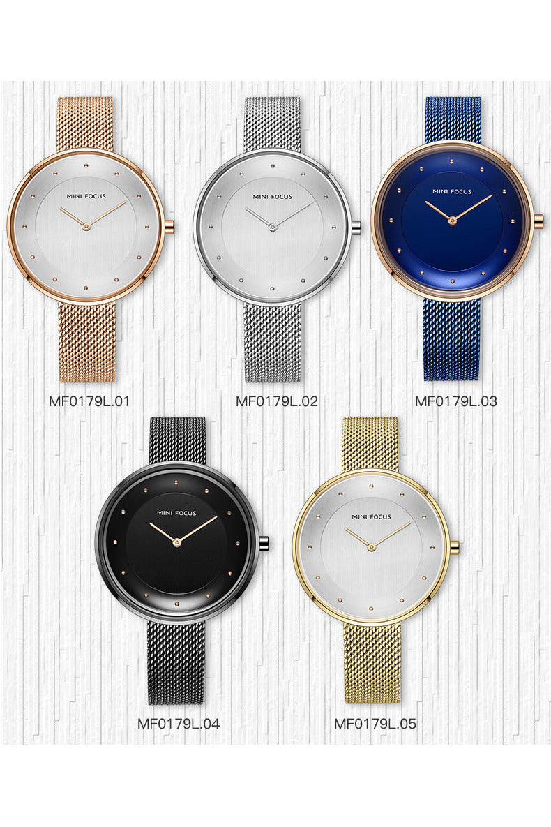Buy Mini Focus Silver Stainless Steel Mesh Silver Dial Quartz Watch for Ladies- MF0179L-02 in Pakistan