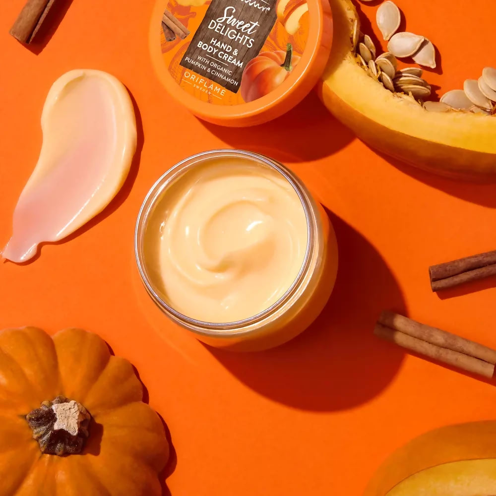 Oriflame | Love Nature | Sweet Delights Hand & Body Cream with Organic Pumpkin & Cinnamon | Women Beauty Skincare | Face | 150 ml | Brand New