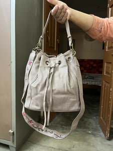 Imported from UK | Grey Leather Potli Bag | Women Bags | Preloved