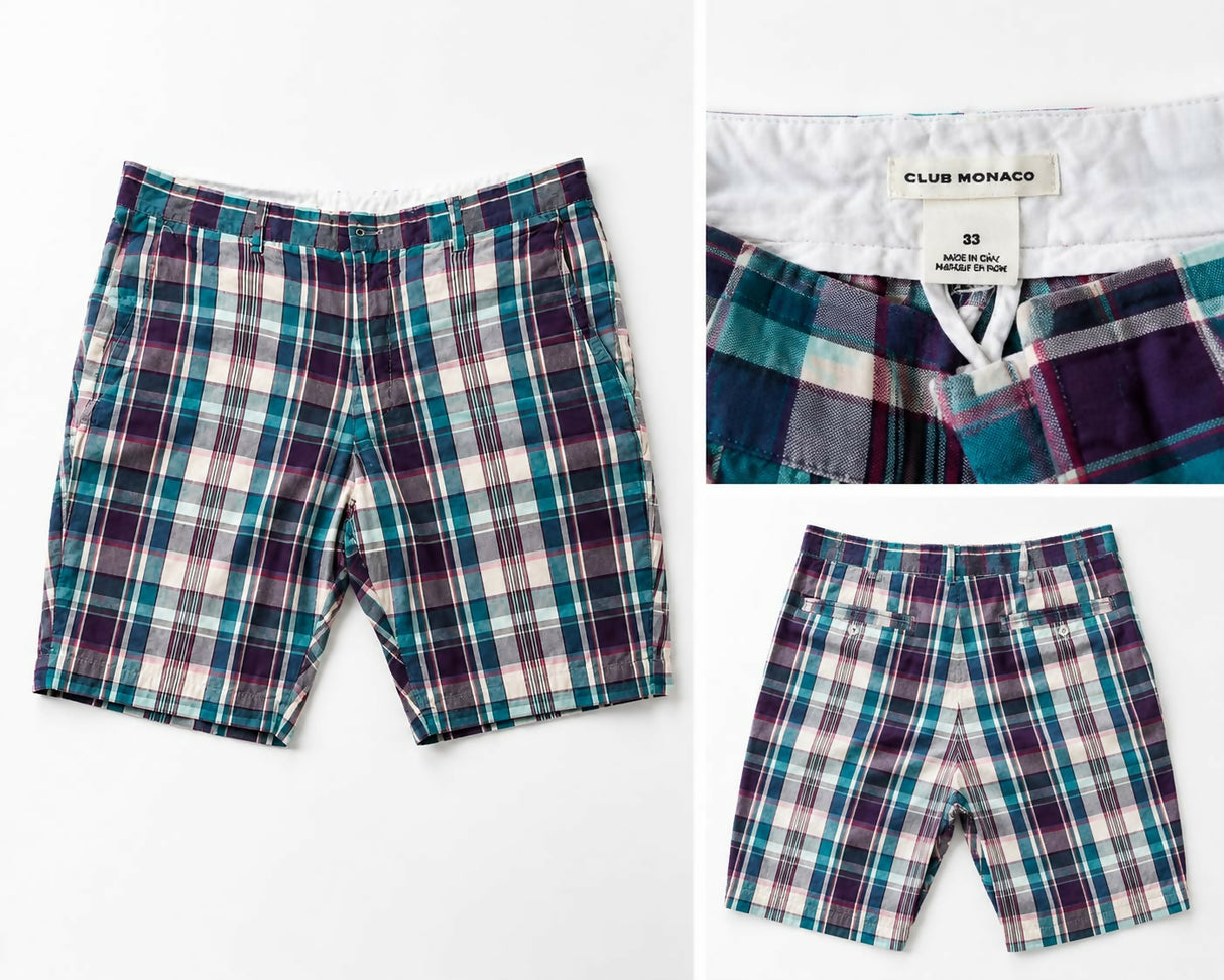 Club Monaco | Men Jeans & Bottoms | Shorts | Size: 33 | White & Green | Preloved