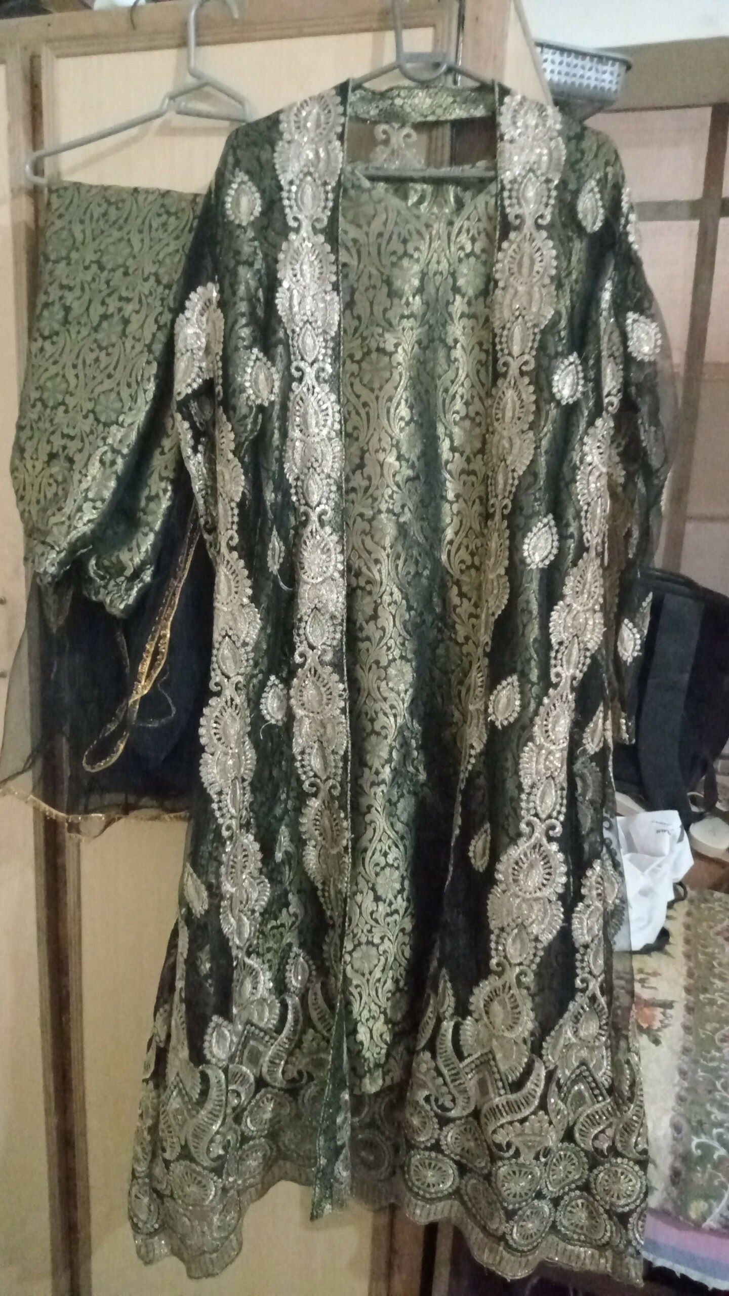 Black Net gown with jamawar shirt | Women Locally Made Formals | Small | Worn Once